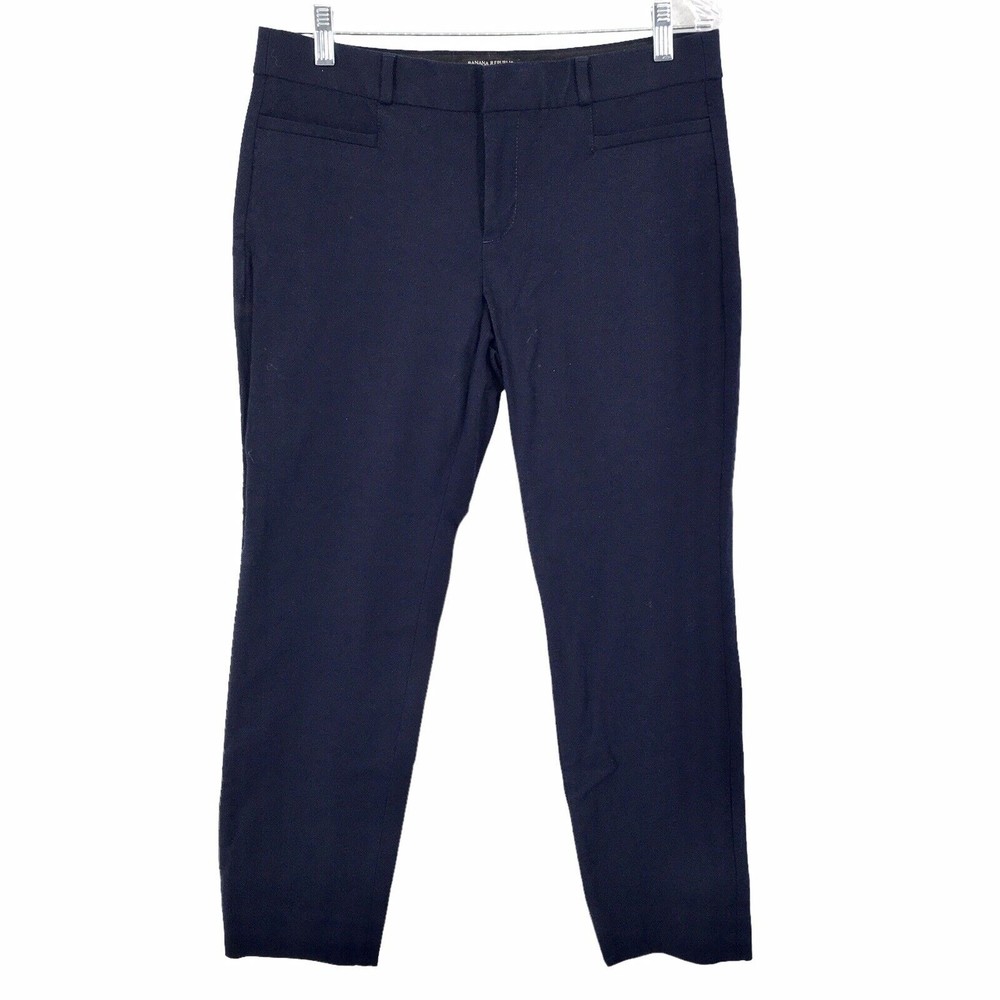 Banana Republic Womens Sloan Pants Navy Blue Mid Rise Straight Leg Sz 6 Short 6S